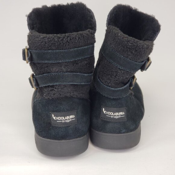 KOOLABURRA BY UGG AMARAH WOMEN WINTER ANKLE BOOTIES SIZE 10 BLACK BUCKLE 1096413 - Picture 4 of 8